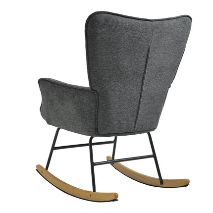 Grey 65cm Linen Upholstered Rocking Chair