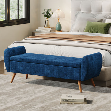 Chenille Upholstered Storage Bench