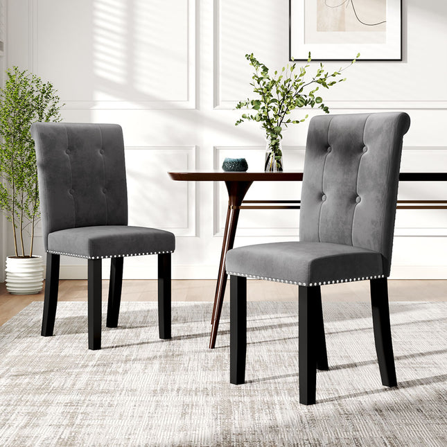 Tufted Velvet Chair Dining Chair with Nailhead Trim