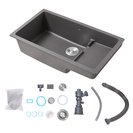 Modern Quartz Resin Composite Kitchen Sink with Waste Kit, No Tap Hole