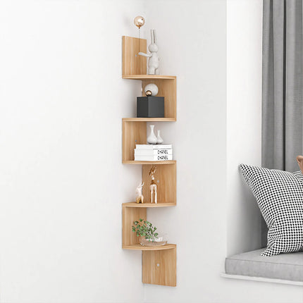 5-Tier Wooden Floating Corner Shelf