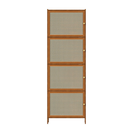 4-Tier Narrow Bookcase Storage Cabinet with Doors