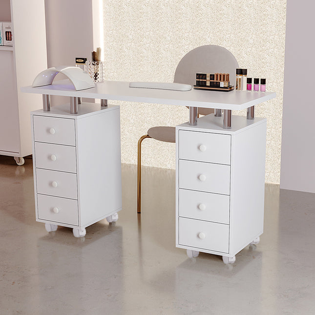 White 8Drawer Manicure Nail Table Salon Beauty Station 119cm
