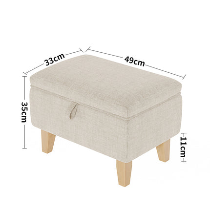 49CM Linen Storage Organizer Ottoman Footstool Beige