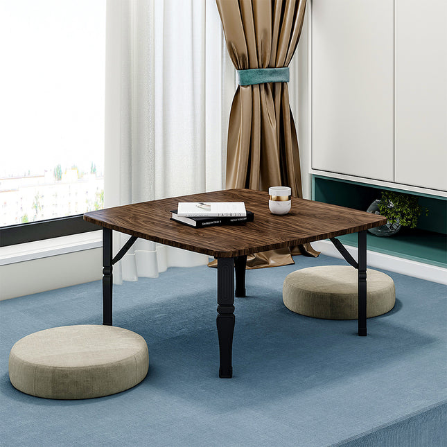 Brown/Black Square 70cm Wooden Folding Coffee Table
