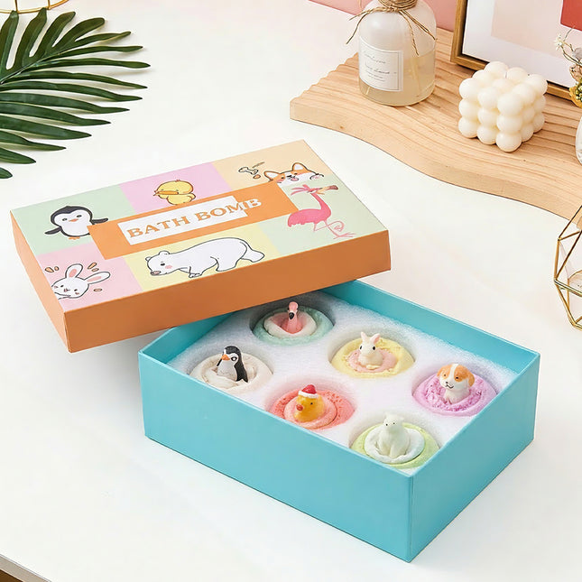 6pcs Fizzy Bubble Bath Bombs Set with Toys for Kids