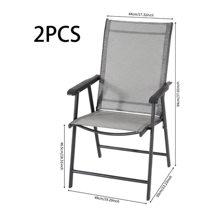 Metallic-Frame and Fabric Outdoor Foldable Chairs Set of 2