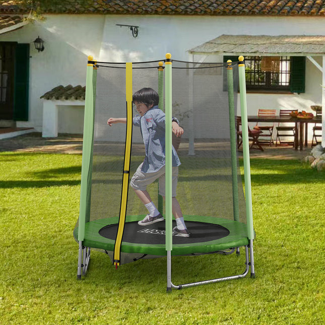 Green Outdoor Kids Trampoline with Safety Net