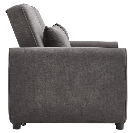Grey Convertible Sofa Bed with 2 Pillows