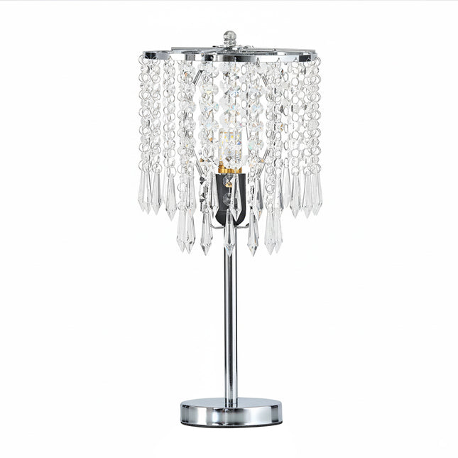 Luxury Table Lamp with Iron Base and a Crystal-Beaded Shade