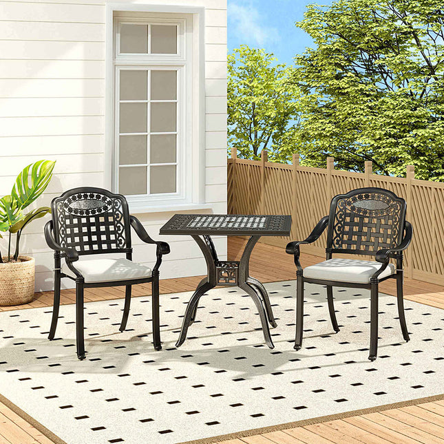 Set of 3 Cast Aluminum Square Outdoor Dining Set