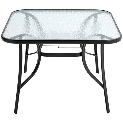 Tempered Glass Outdoor Coffee Table with Parasol Hole