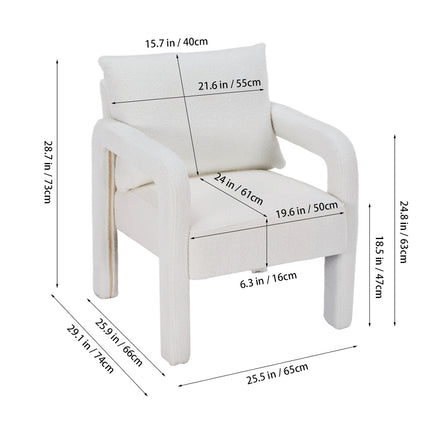 Teddy Fleece Upholstered Accent Chair with Lumbar Pillow