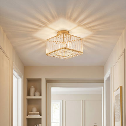 Semi Flush Mount Ceiling Light with Crystal Shade