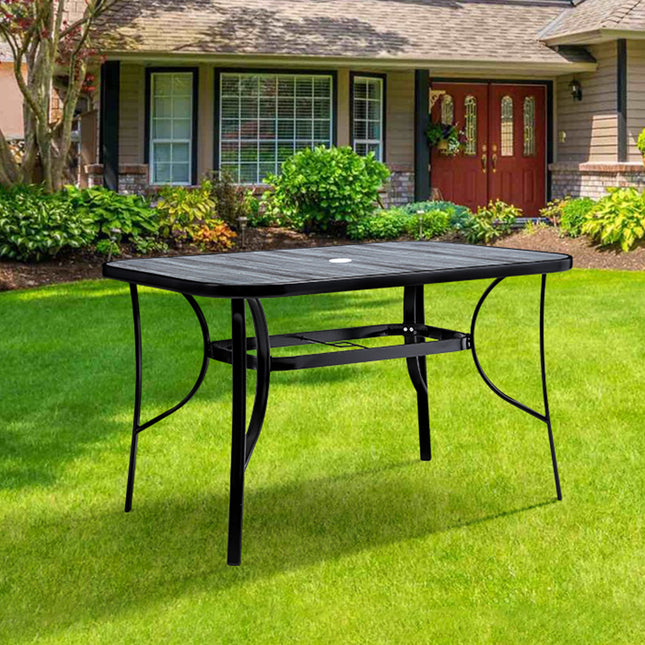 120cm Rectangular Garden Tempered Glass Wood Grain Coffee Table