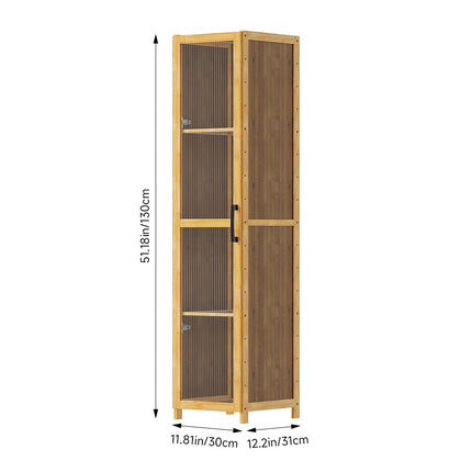 4-Tier Narrow Bookcase Storage Cabinet with Acrylic Door