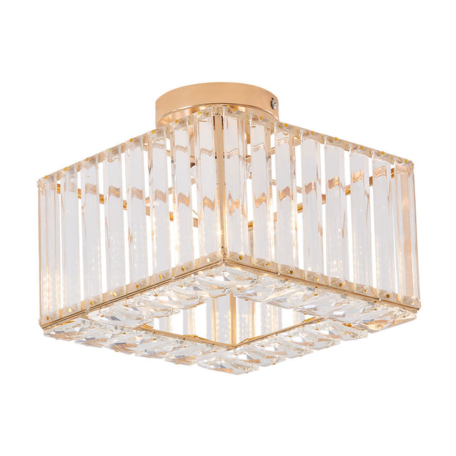 Semi Flush Mount Ceiling Light with Crystal Shade