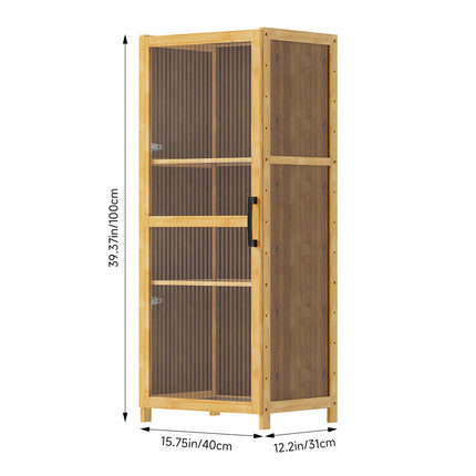 3-Tier Narrow Bookcase Storage Cabinet with Acrylic Door