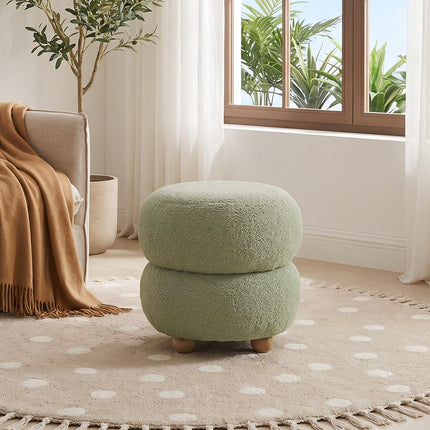Round Teddy Fleece Upholstered Footstool
