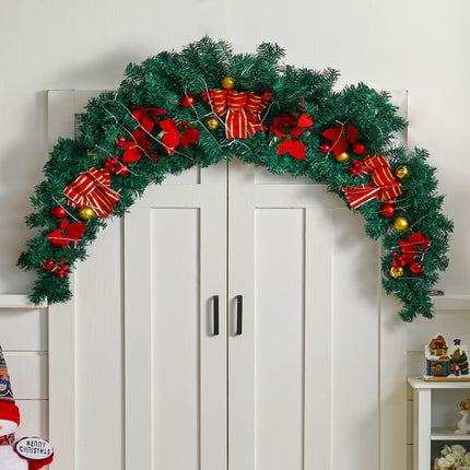 Rattan Christmas Wreath with LED Light and 180cm Christmas Cow Horn Shape Style A