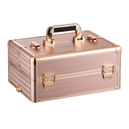 3in1 Cosmetic Train Case with Detachable Beauty Storage Box,Rose Gold