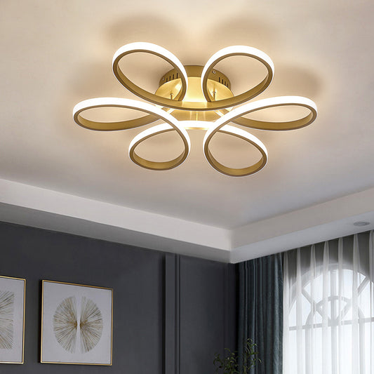 Modern Petal LED Chandelier Ceiling Light, Gold 74CM Dimmable
