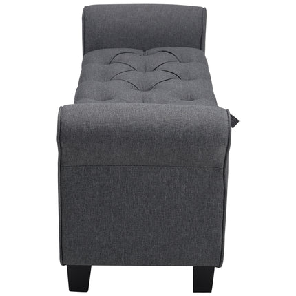 Linen Splayed Armrest Storage Ottoman Bench Chaise