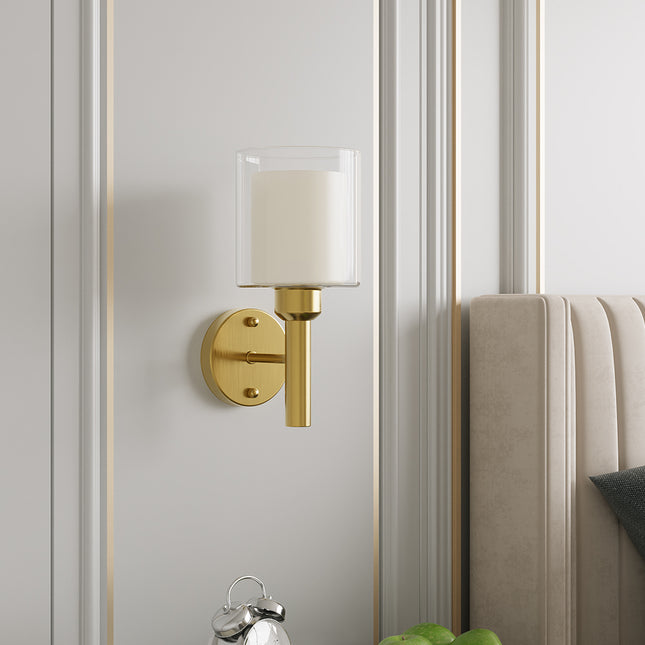 Golden Modern Wall Lamp with Double Layer Glass Shade