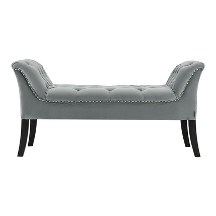 Grey Velvet Upholstered Bedroom Bench