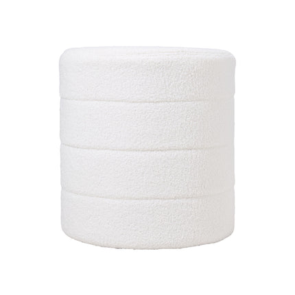 Round Teddy Fleece Upholstered Footstool