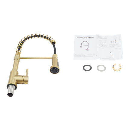 Commercial Swivel Pulldown Kitchen Faucet Gold