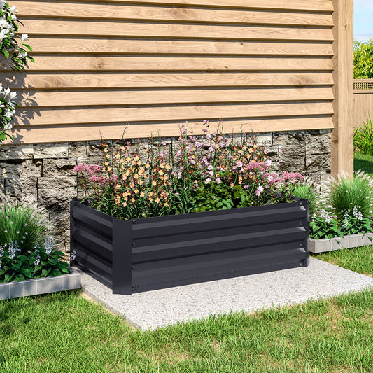 Charcoal Black 100cm W Galvanized Steel Raised Garden Bed Planter Box