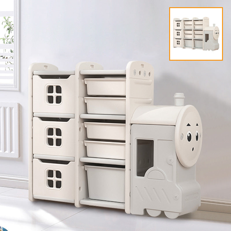 Gray Cute Toys Small Storage Rack for Kids Floor Standing Bus Bathroom Deco
