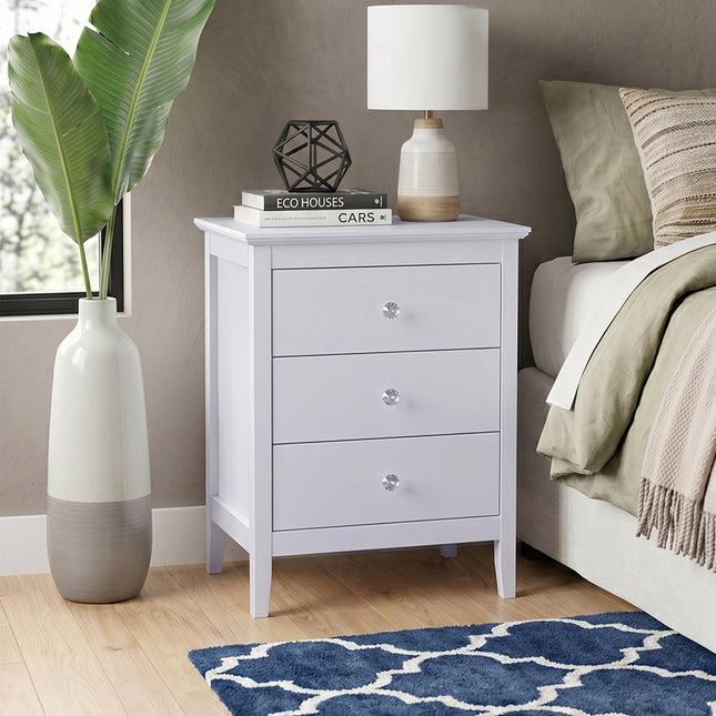 Wooden Nightstand Bedside Table with 3 Drawers