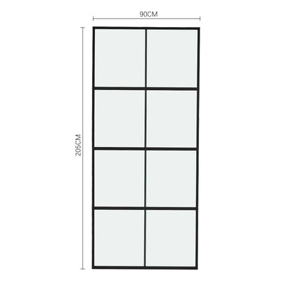 8 Frosted Glass Black Barn Door with Sliding Hardware Kit