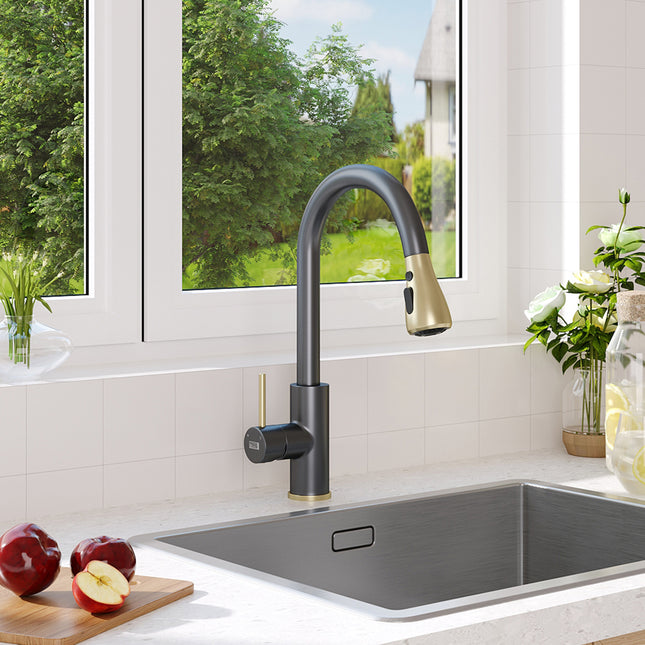 Bathroomdeco Retractable Commercial Pulldown Kitchen Faucet