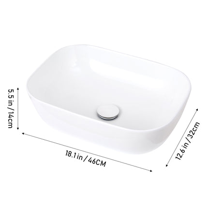 Oval Ceramic Countertop Basin with Central Drain Set