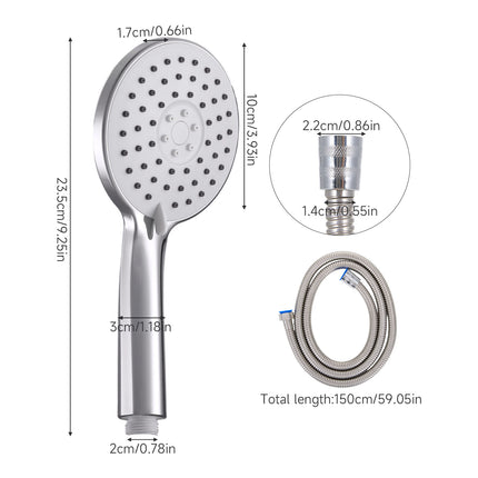 G1/2 Handheld High Pressure Shower Head with 3 Spray Modes & Hose