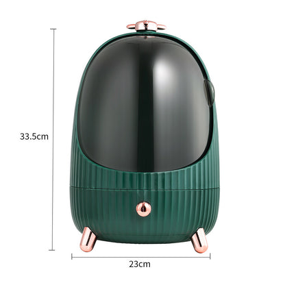 Green Dustproof Makeup Organizer with LED Light