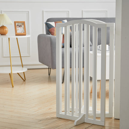 Wood Durable Free Standing Folable Pet Gate Fence White 3 Panels