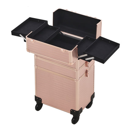 3in1 Cosmetic Train Case with Detachable Beauty Storage Box,Rose Gold