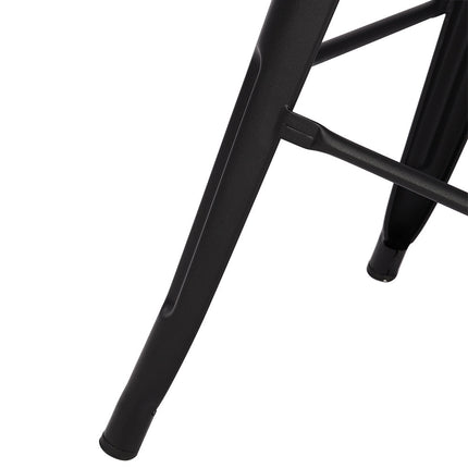 Set of 4 Metal Frame Tolix Industrial Bar Wood Top Chair with Footrest