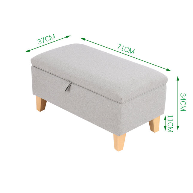 71CM Linen Storage Organizer Ottoman Footstool Light Grey