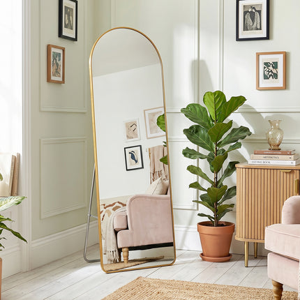 Modern Arched Metal Full Length Floor Mirror