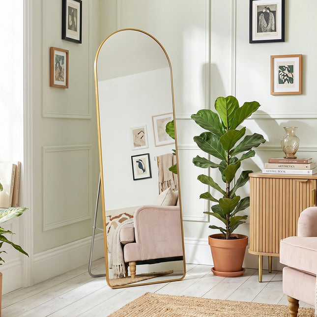 Modern Arched Metal Full Length Floor Mirror