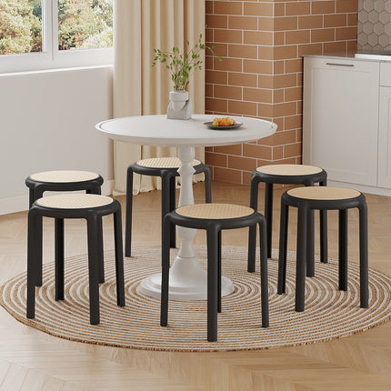 6Pcs Plastic Backless Stacking Stool Dining Chair
