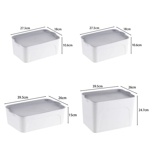 Set of 4 Plastic Storage Boxes with Lids in White