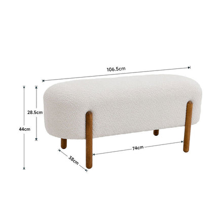 Contemporary Upholstered Bench with Wood legs Beige