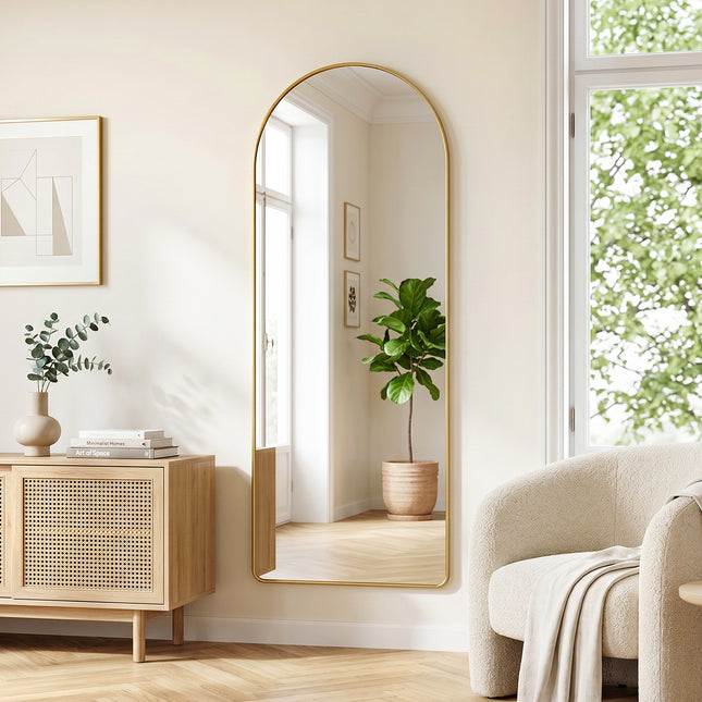 Modern Arched Metal Full Length Floor Mirror