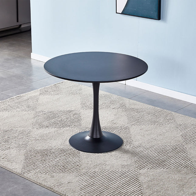 Modern Round Minimalist Dining Table Black 90x73cm H